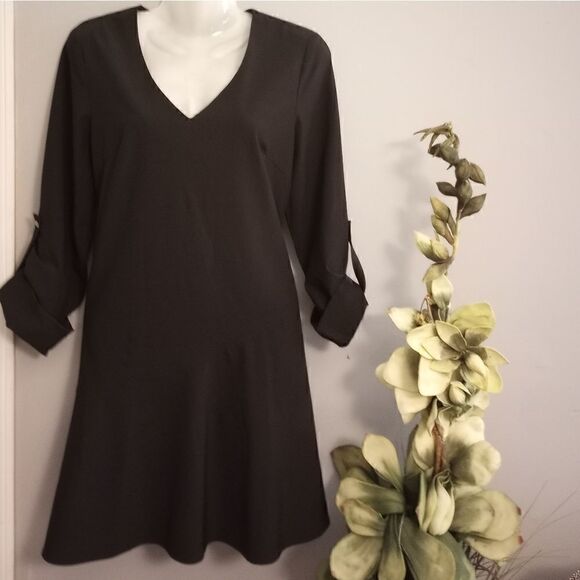 Very J little black dress with roll and button sleeve - Picture 1 of 9